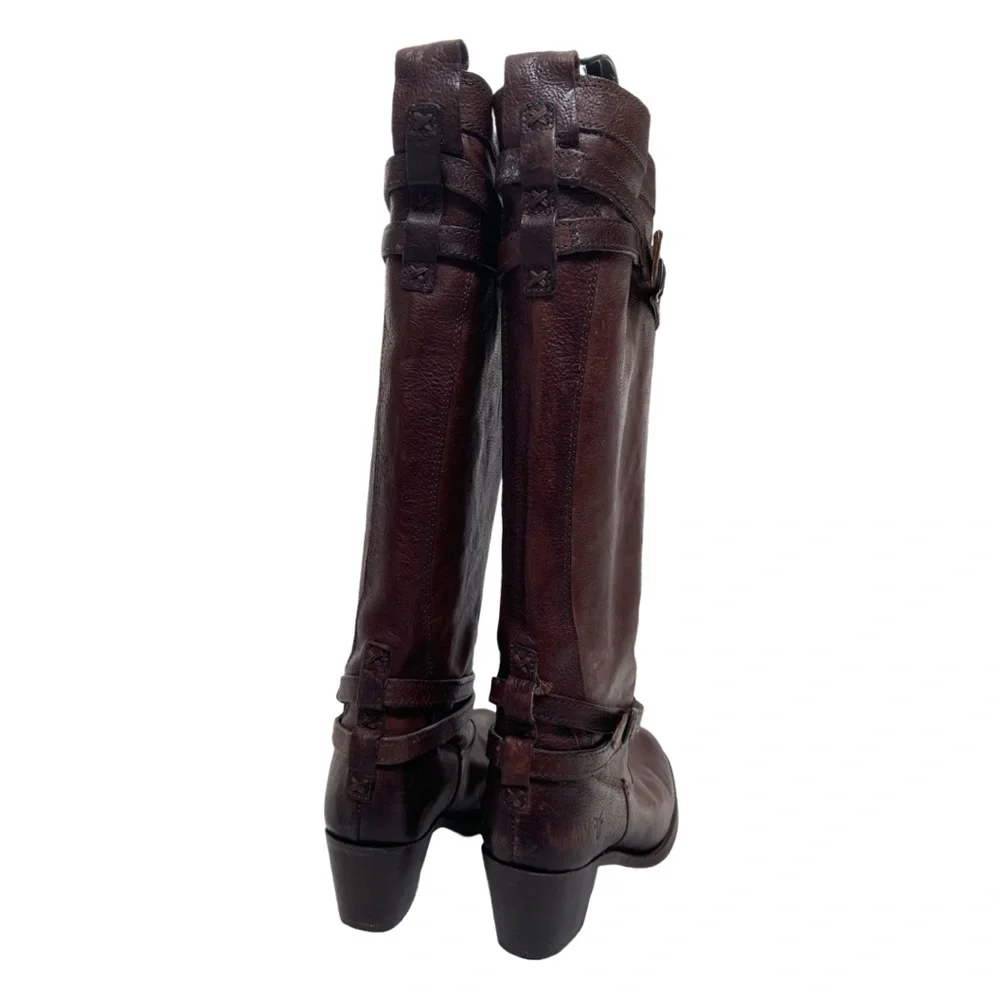 Frye Knee High Heeled Boot in Brown Leather - Picture 7 of 13